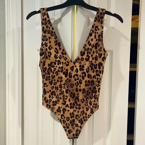 Babaton cheetah print v-neck body suit
